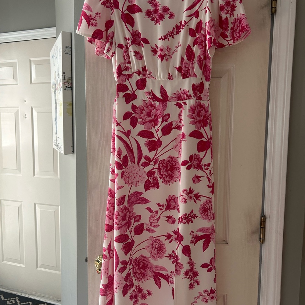 Sugarlips Pink and White Floral Midi Dress
